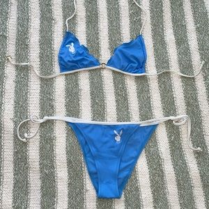 Sky Blue Playboy Bikini Set